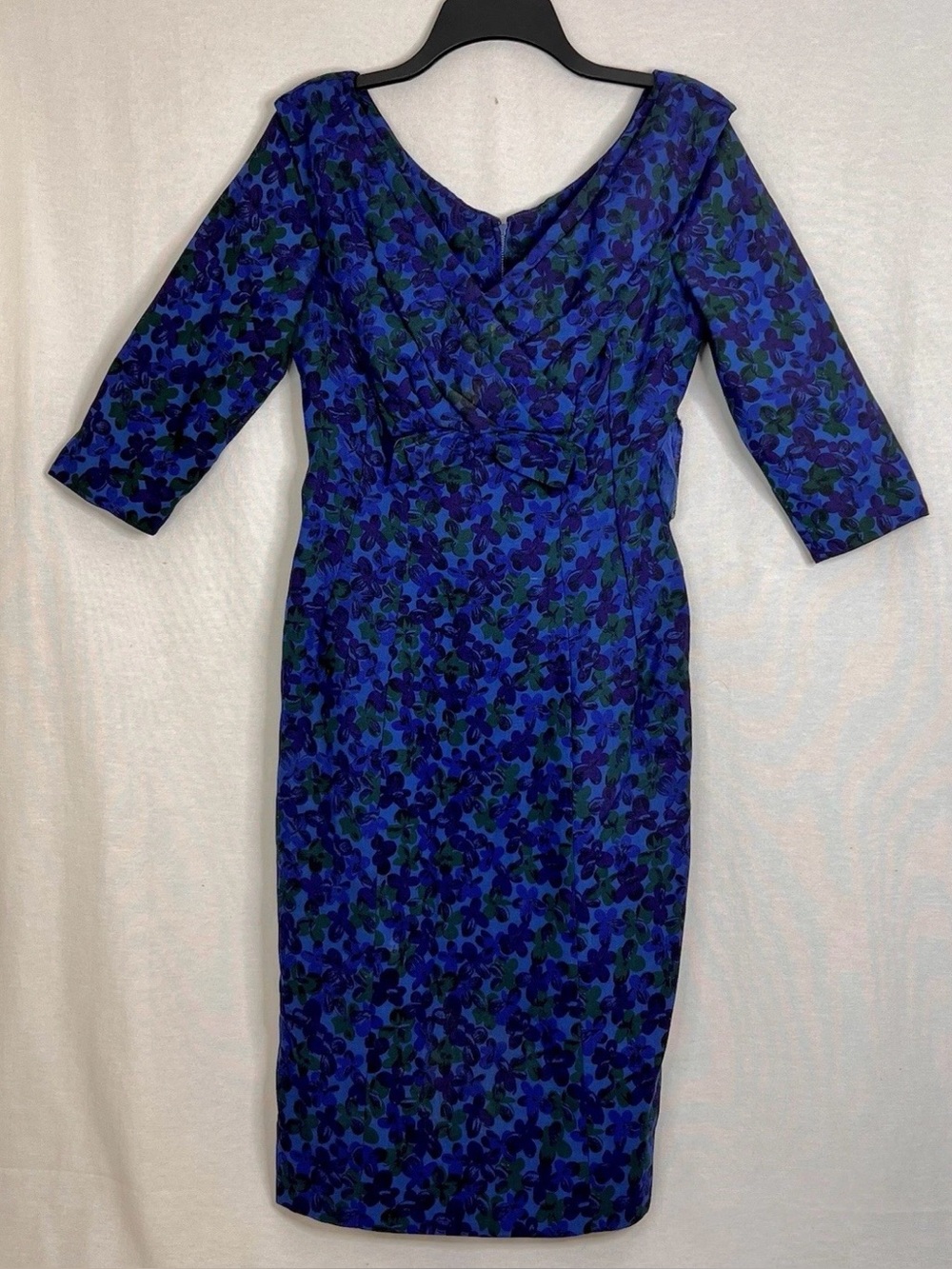Vtg 50’s Alix of Miami Dress Black Purple Blue Abstract Couture See Measurements